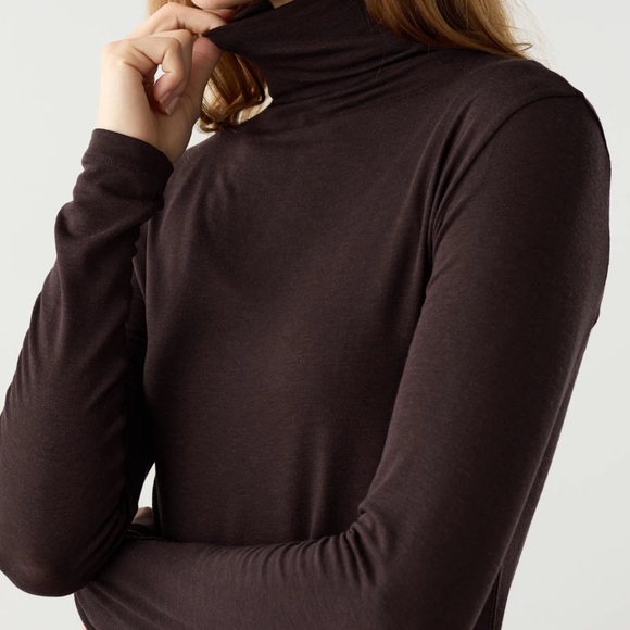 Dark Brown Turtleneck T Shirt - Picture 8 of 14